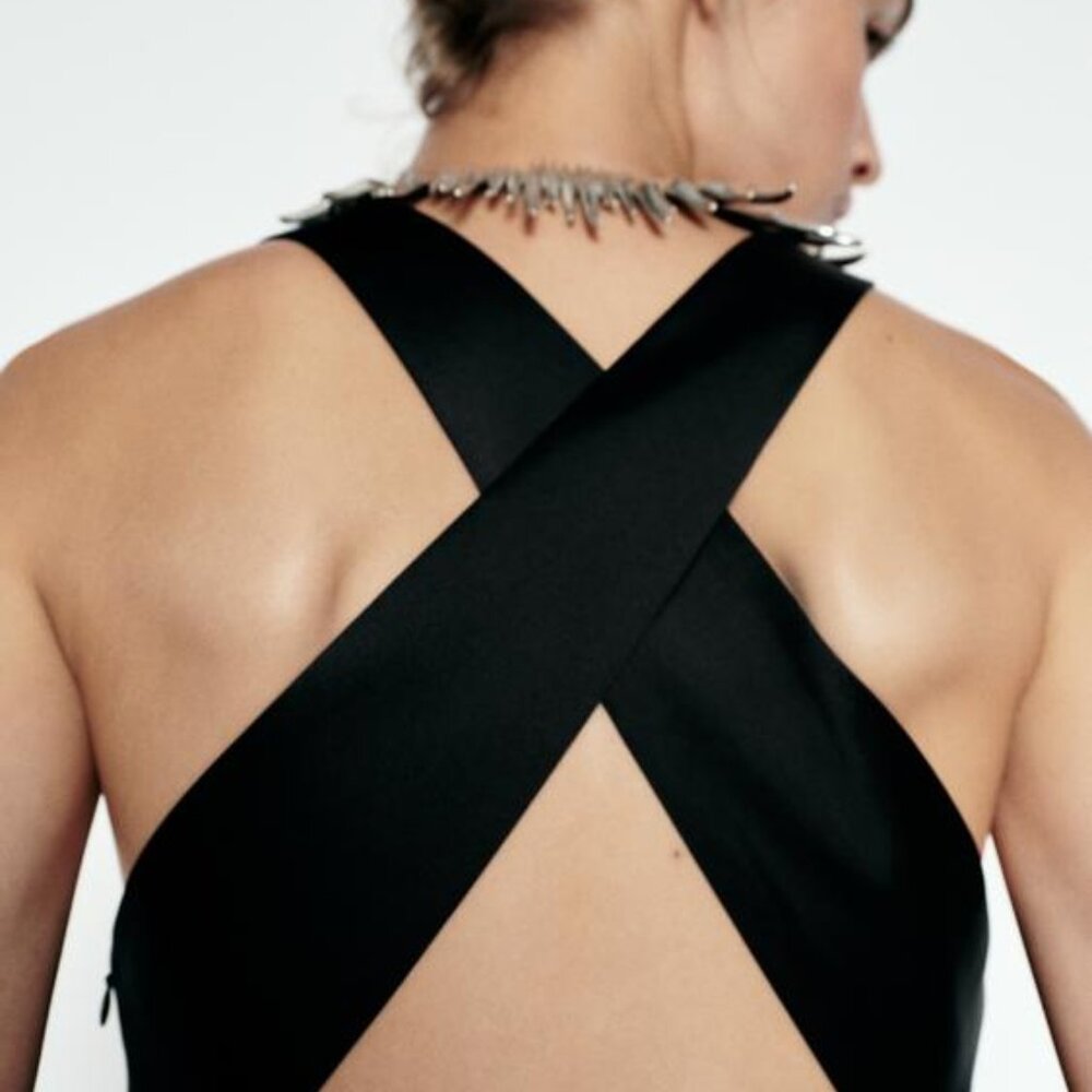 SATIN EFFECT MIDI DRESS